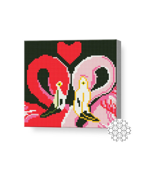Flamingo iubirii, 20х20 cm, mozaic cu diamante